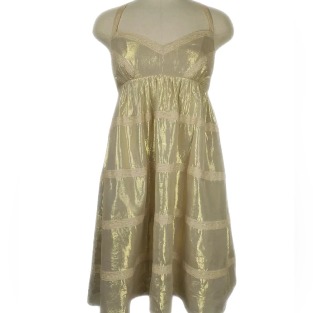 Betsey Johnson Gold Halter Y2k Dress 4